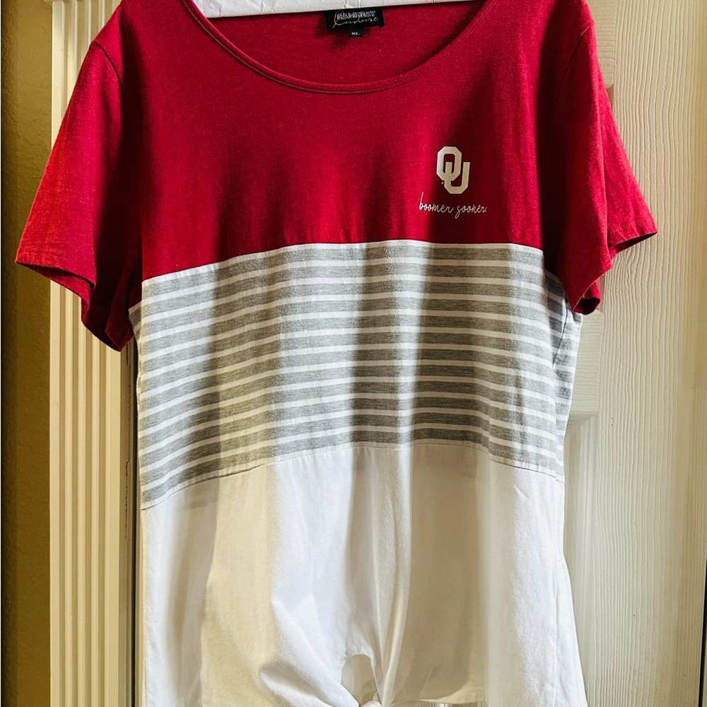 OU Women's Red and White Top